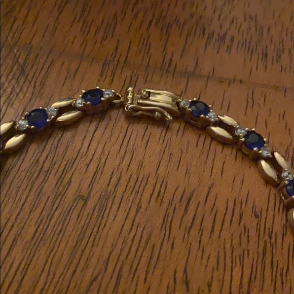 S s CZ and sapphire stone gold plated bracelet - Picture 3 of 4